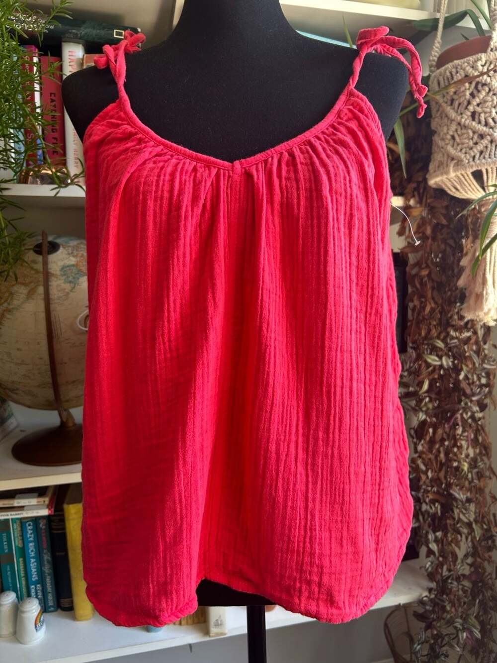 Old Navy Tie-Shoulder Cami Swing Top Size S Pink Cotton